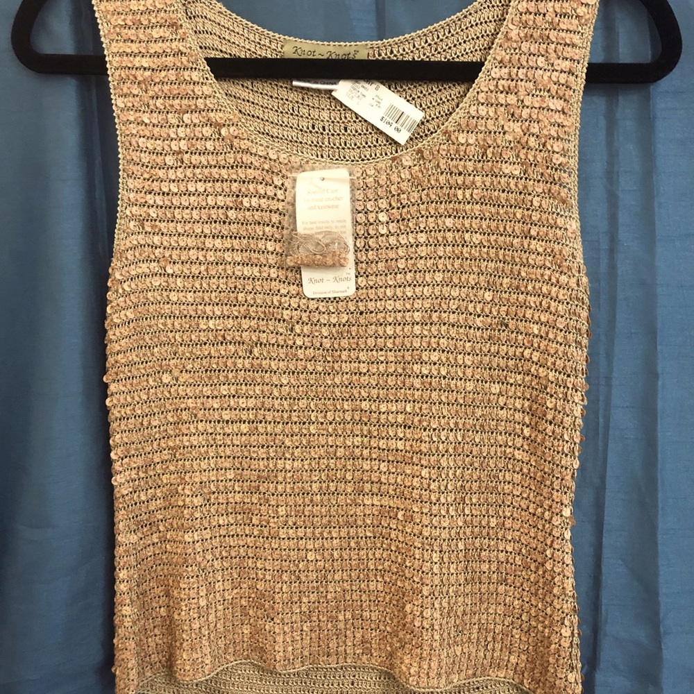 Knot Knots hand crochet sequin tank size L